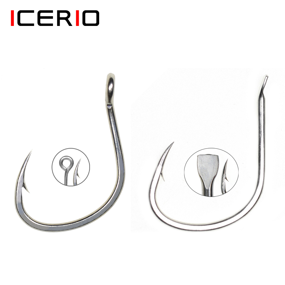 Fishing Hook Offset - ICERIO 10 قطعة ماتي القصدير طلاء
